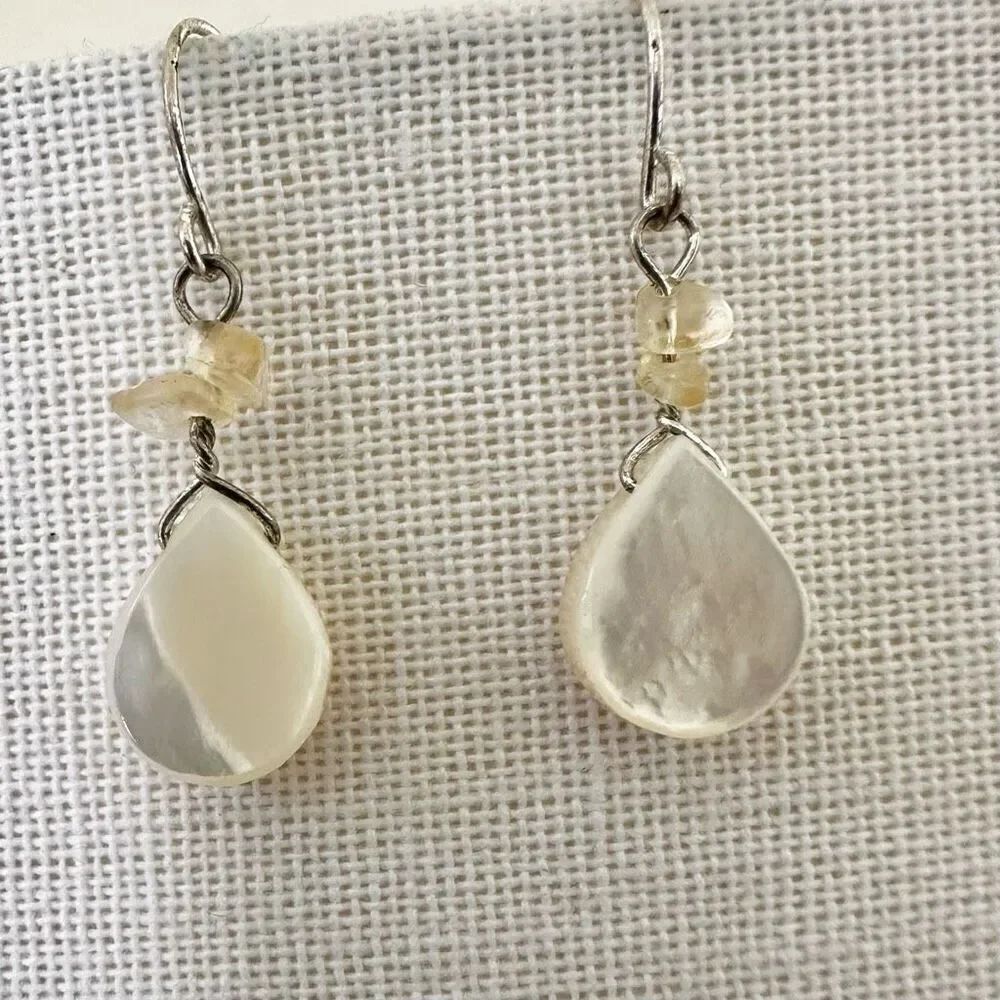 Abalone teardrop drop earrings